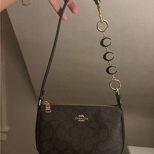 Coach Dark Brown Crossbody Bag with Gold Details